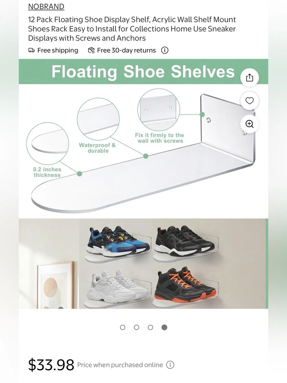 Acrylic Shoe Sneaker Display Stands for Wall